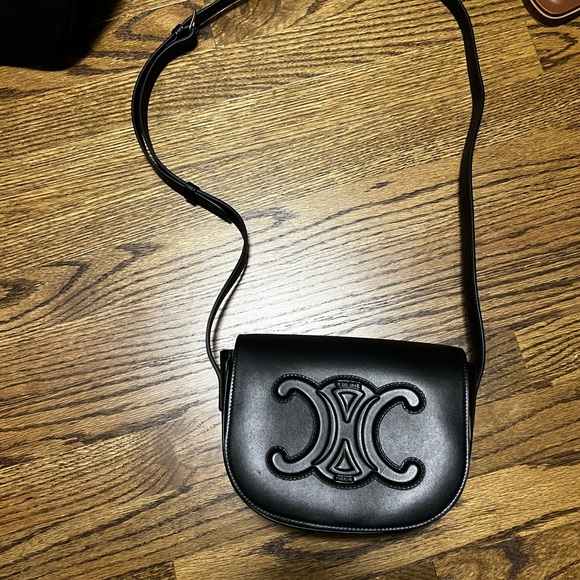 Celine Cuir Triomphe Folco Bag Black - Picture 5 of 16